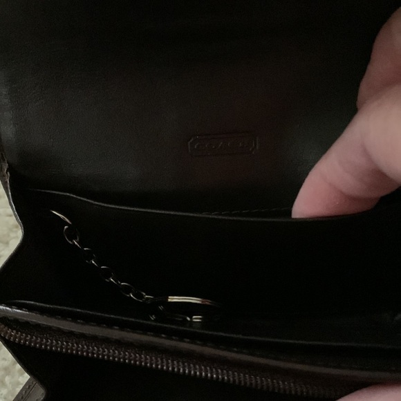 Coach Monogram Brown Canvas/Leather Wallet Coin Purse With Key Chain & Coach Box - Picture 14 of 17